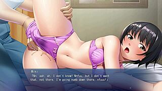 she's bound and fingering herself in anime