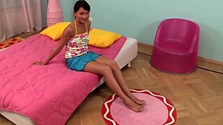 sweet teen takes on double penetration with small tits