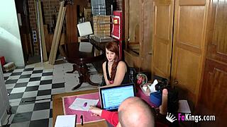 Shy redhead teen teases non-stop at casting. Wow, she's hot!