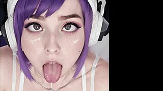 Purple Haired Cutie Teases with Wild Handjob Skills