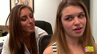 Why are Rilynn Rae and Anastasia Rose having taboo lesbian fun at work?