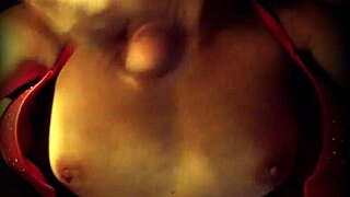 Slut wife in stockings and lingerie gives close-up homemade blowjob for cumshot