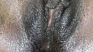 just watch me stroke it up close, pure ebony heat!