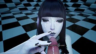 Does the goth witch control your orgasm in this femdom game?