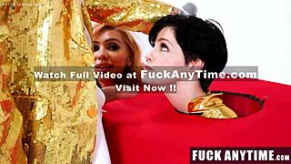 Redhead teen and milf earn big with wild 4some