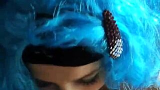 can I bang this blue-haired fairy hard in mouth and pussy?