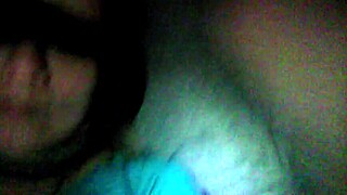 Blindfolded Angie cums hard on my cock, fantasizing wild.