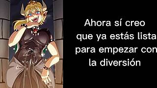 enjoying a liquid lunch with bowsette in spanish instructions.