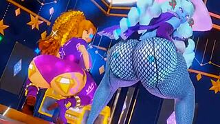 Toca Toca twerking with bold and intense moves.