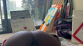 ebony girl can't handle the fuck machine pounding her tight pussy