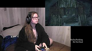 Brunette with Big Tits and Tattoo in Lingerie for Until Dawn Playthrough