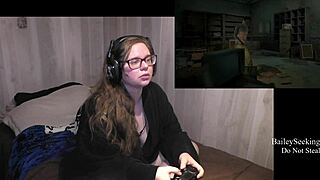 Brunette with Big Tits and Tattoo in Lingerie for Until Dawn Playthrough
