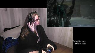 Brunette with Big Tits and Tattoo in Lingerie for Until Dawn Playthrough