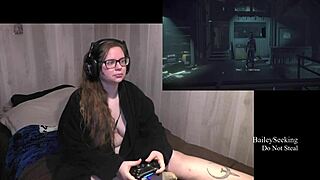 Brunette with Big Tits and Tattoo in Lingerie for Until Dawn Playthrough
