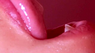 japanese cutie gets messy facial in close up action