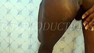 Skinny teen 18+ slut gets fucked hard in shower standing doggy