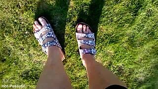 hey, check my bare feet in latschen for some outdoor german fun
