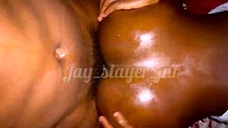 Can this moaning ebony babe handle fingering and fucking her wet pussy at once?