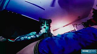 Wild babe tenshii tushii in a missionary scene with big natural tits and handjob after sucking cock