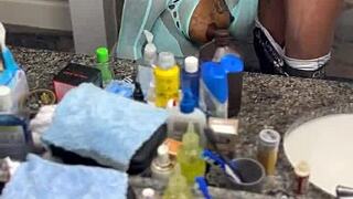 Quick bareback bathroom fuck turns into wild gay action with intense blowjobs and hardcore spitting.