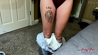 petite inked blonde sassy teases with juicy tits and fingers her tight hole