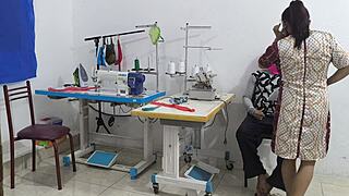 Can You Resist Ebony Seduction in a Sewing Workshop?