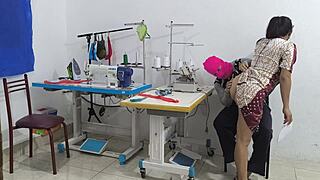 Can You Resist Ebony Seduction in a Sewing Workshop?