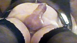 latex fetish sucking cock in oral blowjob scene