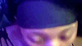 This pretty ebony couple engages in sex, licking, and a big cumshot facial