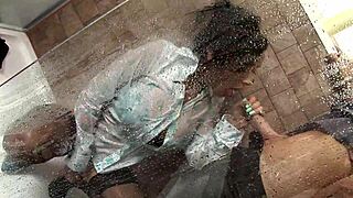 romana getting slammed hard in the shower!