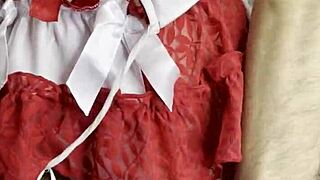 Getting wild with neighbor, sucking her huge cock in dorm room