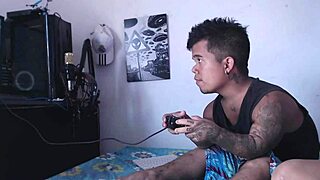 stepsister gets horny and plays with my dick while i game, licking and deepthroating 😈