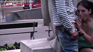 i got this cute teen 18+ banged by two guys outdoors by the city statue!
