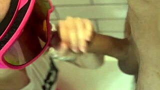 In the bathroom, she encounters a massive cock and gives a deepthroat blowjob during the dickflash adventure part one