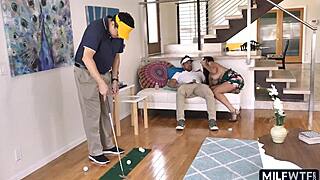 Wife sucks professor's big cock to pass stepson's subject