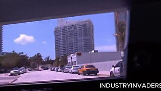 Roxy loves sucking huge black cock in the back of a Florida limo