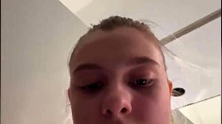 fingering a tight blonde pussy in a public changing room