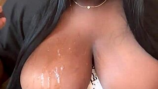 ebony bbw deepthroats dildo and fucks her creamy pussy, squirting everywhere 😍
