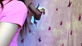 First Homemade Gloryhole Blowjob Through the Wall