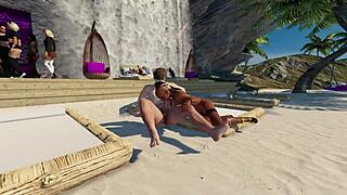 Sonja's big tits bounce as she fucks on the tropical beach at 3dxchat
