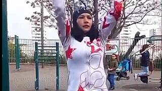 Tildzo, Serbian pornstar, learns teasing tricks in public outdoor shoot