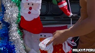 greta sweet fucks fan outdoors for christmas