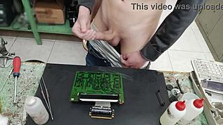 oh wow, i just blasted a massive cumshot all over that client's machine while pretending to fix it, my huge young cock throbbing with pleasure