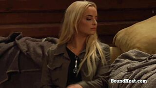 pale busty lesbian slave endures harsh whipping from dom mistress.