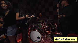 Why did the sound engineer get distracted? Because Nia Bleu seduced him for a blowjob with her big natural tits!