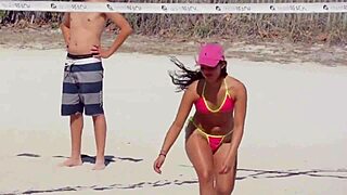 Unreal! Stunning young girl in micro bikini struts on beach with boyfriend’s kin!