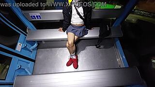 Tranny flashes her cock on the cablebus in public