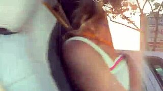 Petite teen Khloe Kapri flashes in public and sucks cock POV