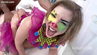 Yo, Ella Nova, you ready for this 10on1 clown gangbang with rough deepthroat?