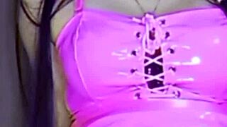 watch this sexy 18 year old latina masturbate her pussy with dildo for you